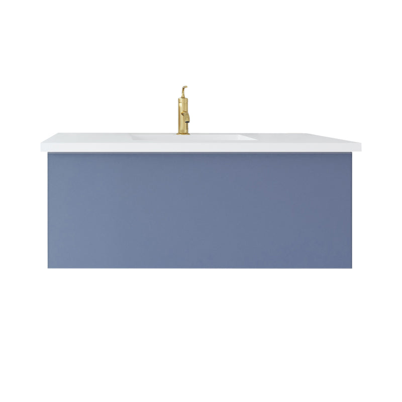Laviva 313VTR-42NB-MW Vitri 42" Nautical Blue Bathroom Vanity with VIVA Stone Matte White Solid Surface Countertop