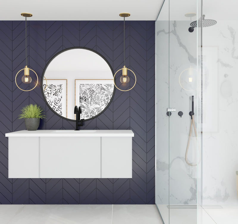Laviva 313VTR-48CW-MW Vitri 48" Cloud White Bathroom Vanity with VIVA Stone Matte White Solid Surface Countertop