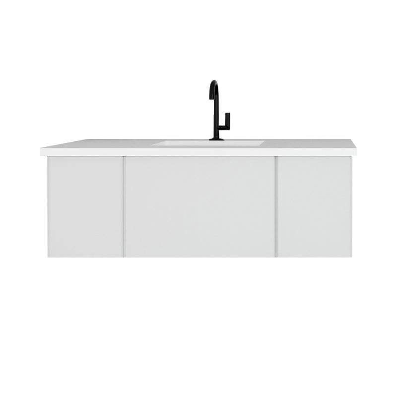 Laviva 313VTR-48CW-MW Vitri 48" Cloud White Bathroom Vanity with VIVA Stone Matte White Solid Surface Countertop