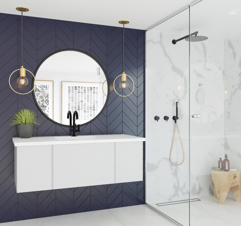 Laviva 313VTR-48CW-MW Vitri 48" Cloud White Bathroom Vanity with VIVA Stone Matte White Solid Surface Countertop