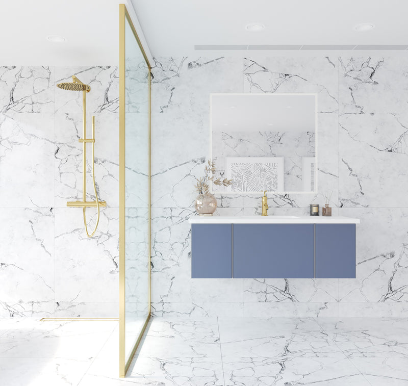 Laviva 313VTR-48NB-MW Vitri 48" Nautical Blue Bathroom Vanity with VIVA Stone Matte White Solid Surface Countertop