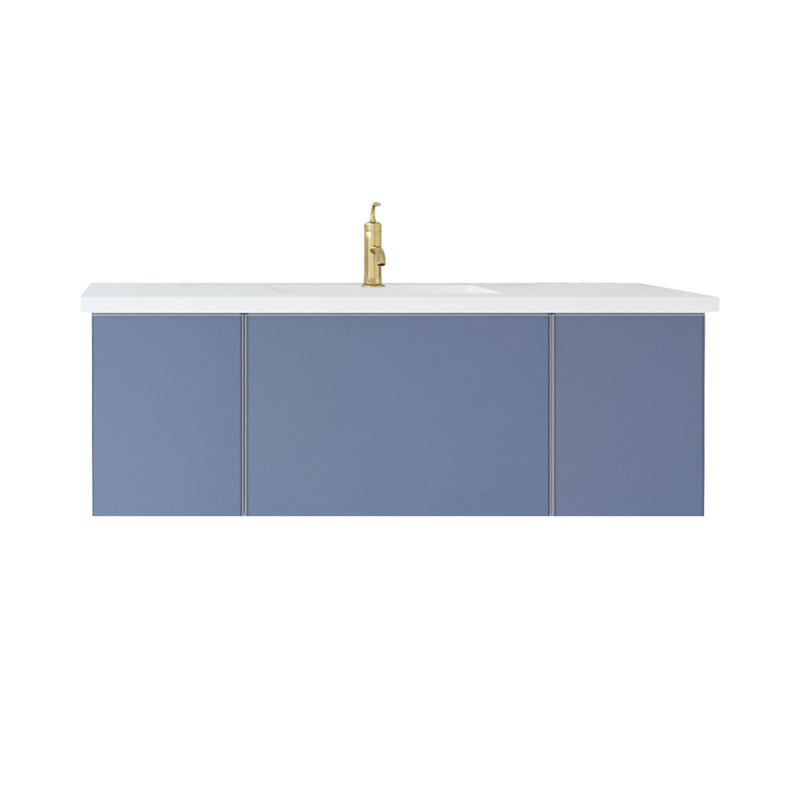 Laviva 313VTR-48NB-MW Vitri 48" Nautical Blue Bathroom Vanity with VIVA Stone Matte White Solid Surface Countertop