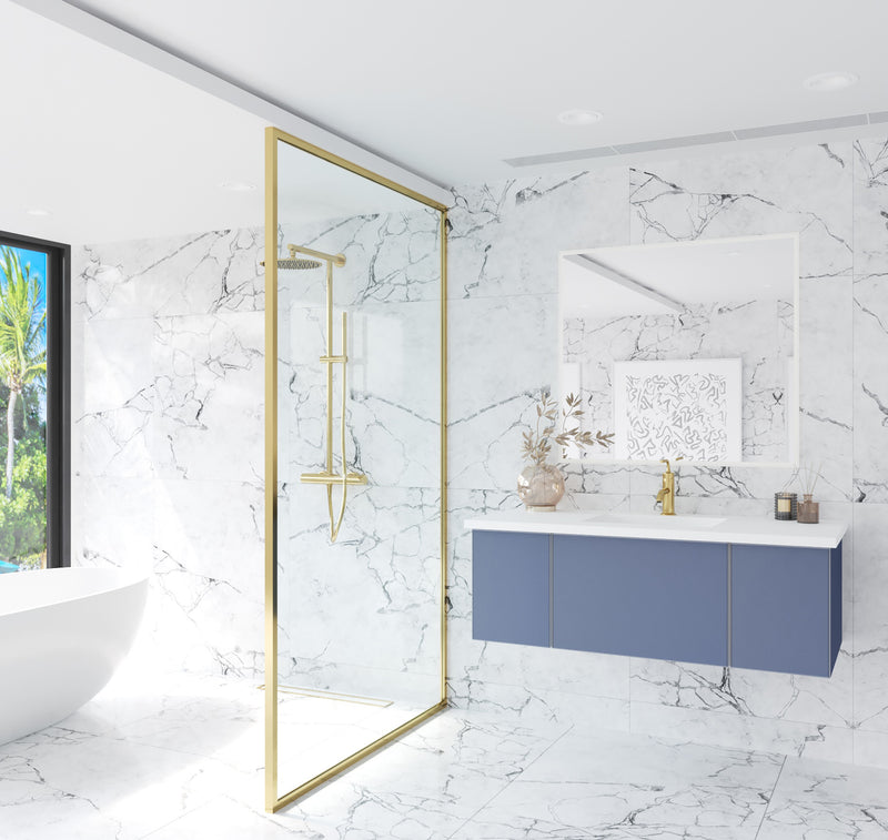 Laviva 313VTR-48NB-MW Vitri 48" Nautical Blue Bathroom Vanity with VIVA Stone Matte White Solid Surface Countertop