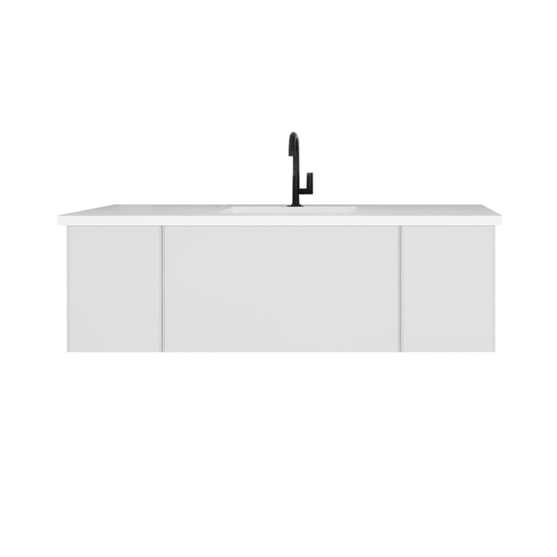 Laviva 313VTR-54CW-MW Vitri 54" Cloud White Bathroom Vanity with VIVA Stone Matte White Solid Surface Countertop