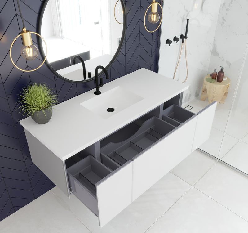 Laviva 313VTR-54CW Vitri 54" Cloud White Wall Hung Bathroom Vanity Cabinet