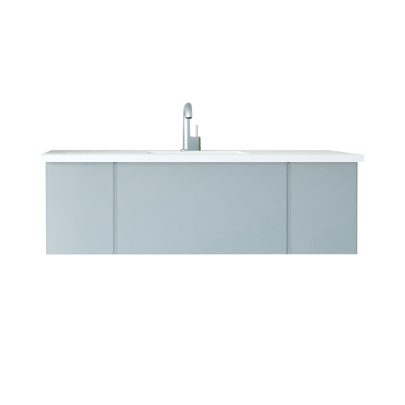 Laviva 313VTR-54FG-MW Vitri 54" Fossil Grey Bathroom Vanity with VIVA Stone Matte White Solid Surface Countertop