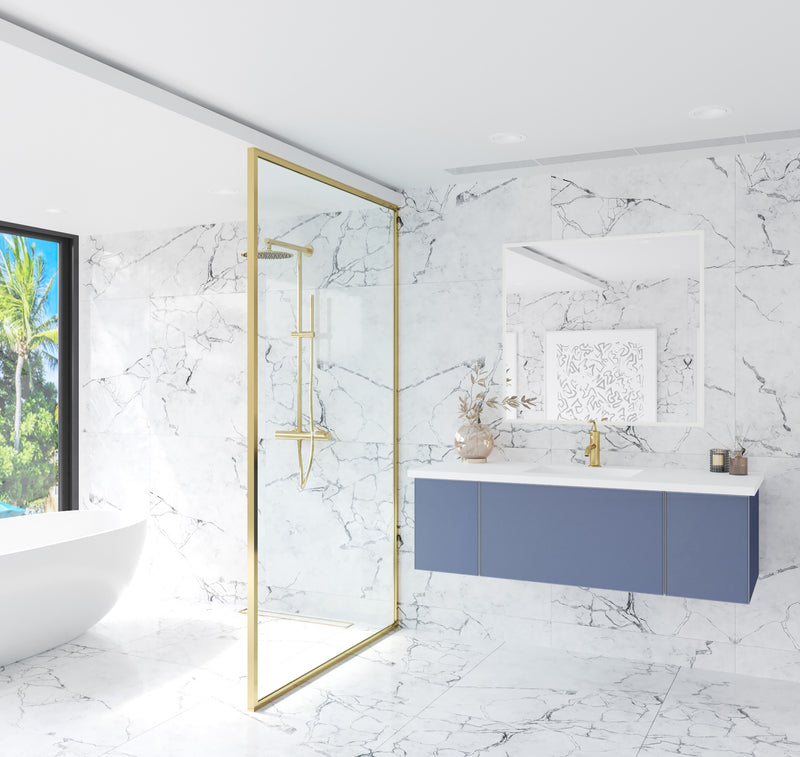 Laviva 313VTR-54NB-MW Vitri 54" Nautical Blue Bathroom Vanity with VIVA Stone Matte White Solid Surface Countertop