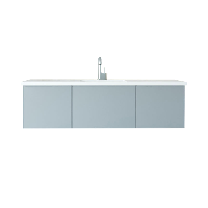 Laviva 313VTR-60CFG-MW Vitri 60" Fossil Grey Single Sink Bathroom Vanity with VIVA Stone Matte White Solid Surface Countertop