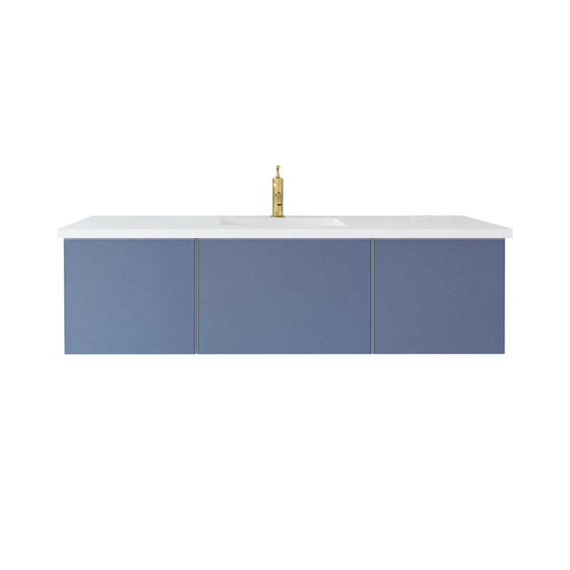 Laviva 313VTR-60CNB-MW Vitri 60" Nautical Blue Single Sink Bathroom Vanity with VIVA Stone Matte White Solid Surface Countertop