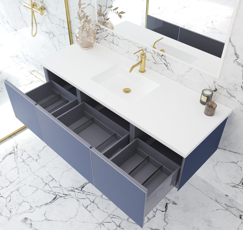Laviva 313VTR-60CNB Vitri 60" Nautical Blue Single Sink Wall Hung Bathroom Vanity Cabinet