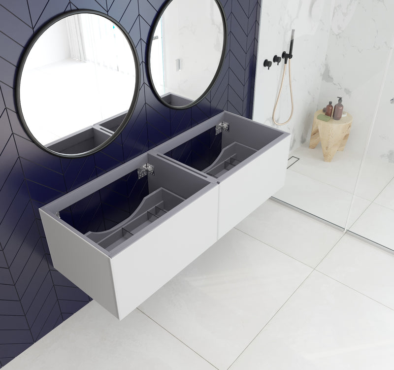 Laviva 313VTR-60DCW Vitri 60" Cloud White Double Sink Wall Hung Bathroom Vanity Cabinet