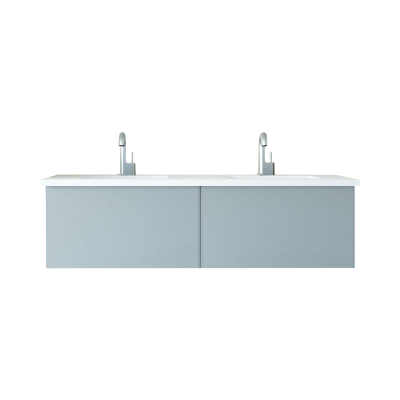 Laviva 313VTR-60DFG-MW Vitri 60" Fossil Grey Double Sink Bathroom Vanity with VIVA Stone Matte White Solid Surface Countertop