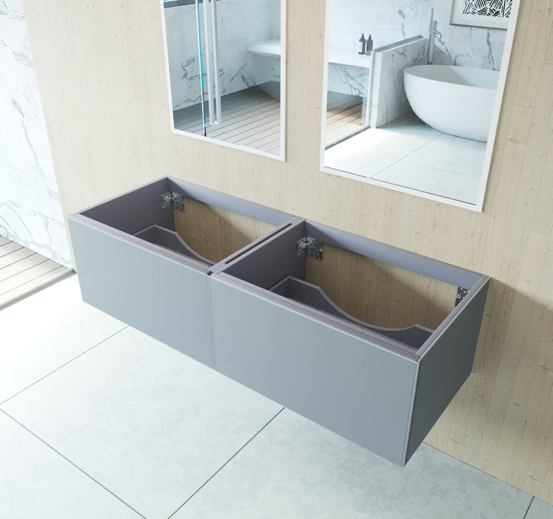Laviva 313VTR-60DFG Vitri 60" Fossil Grey Double Sink Wall Hung Bathroom Vanity Cabinet