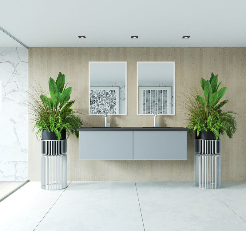 Laviva 313VTR-60DFG Vitri 60" Fossil Grey Double Sink Wall Hung Bathroom Vanity Cabinet
