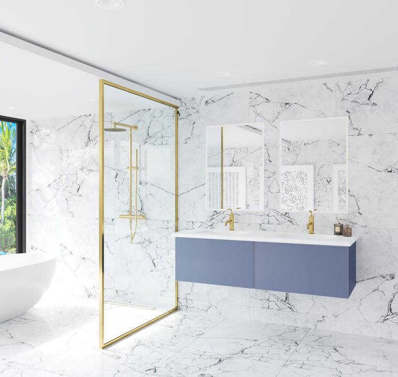 Laviva 313VTR-60DNB-MW Vitri 60" Nautical Blue Double Sink Bathroom Vanity with VIVA Stone Matte White Solid Surface Countertop