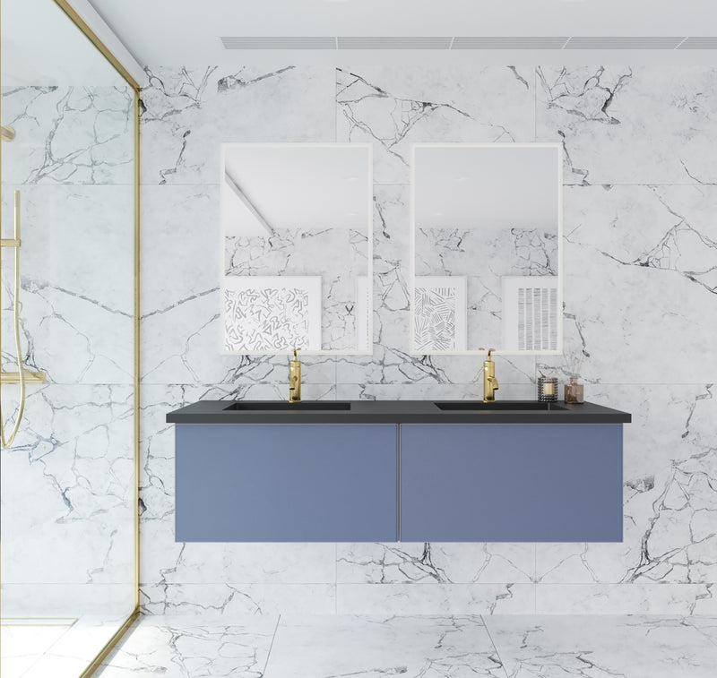 Laviva 313VTR-60DNB Vitri 60" Nautical Blue Double Sink Wall Hung Bathroom Vanity Cabinet