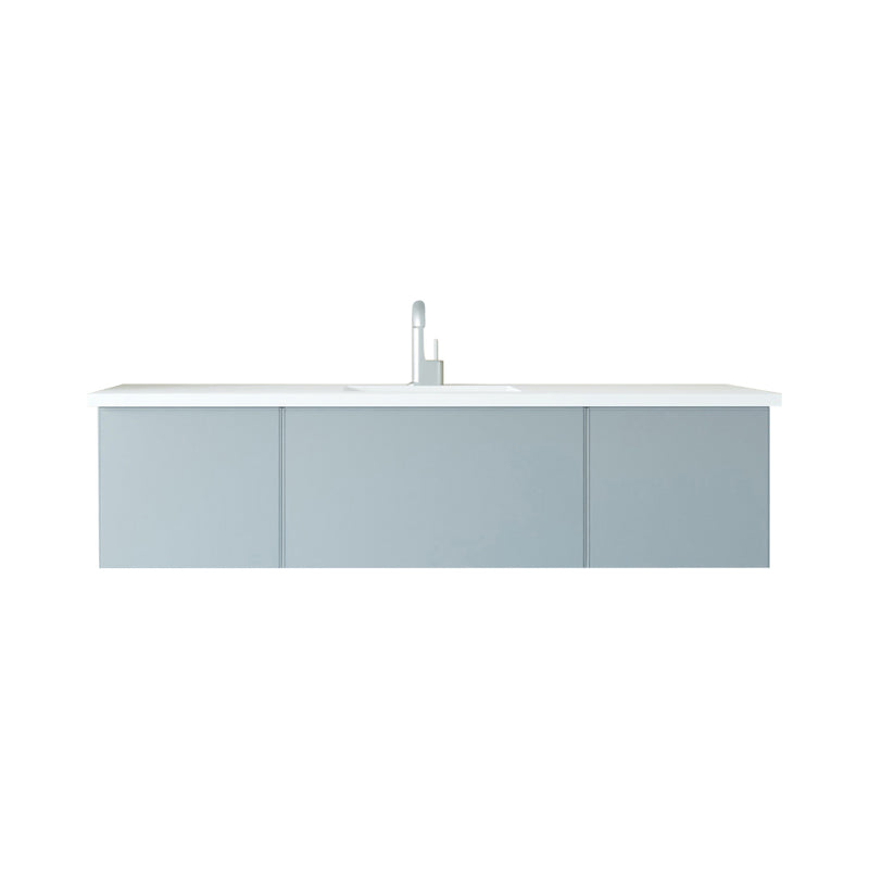 Laviva 313VTR-66FG-MW Vitri 66" Fossil Grey Single Sink Bathroom Vanity with VIVA Stone Matte White Solid Surface Countertop