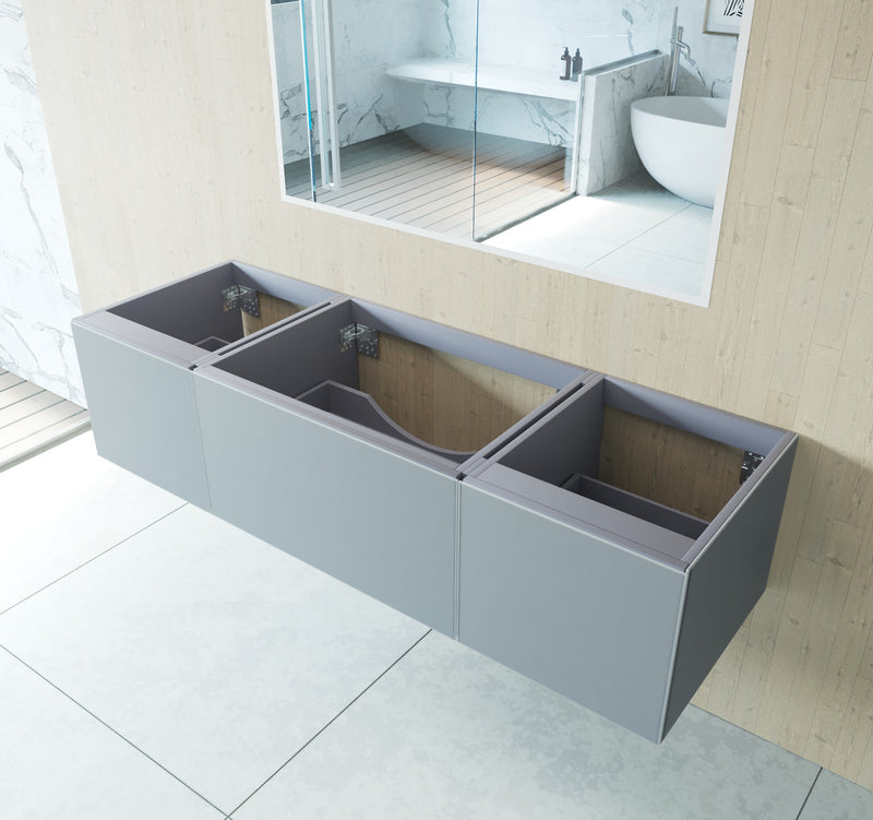 Laviva 313VTR-66FG Vitri 66" Fossil Grey Single Sink Wall Hung Bathroom Vanity Cabinet