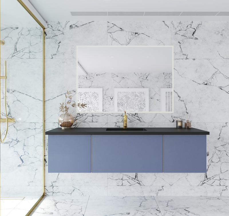 Laviva 313VTR-66NB Vitri 66" Nautical Blue Single Sink Wall Hung Bathroom Vanity Cabinet