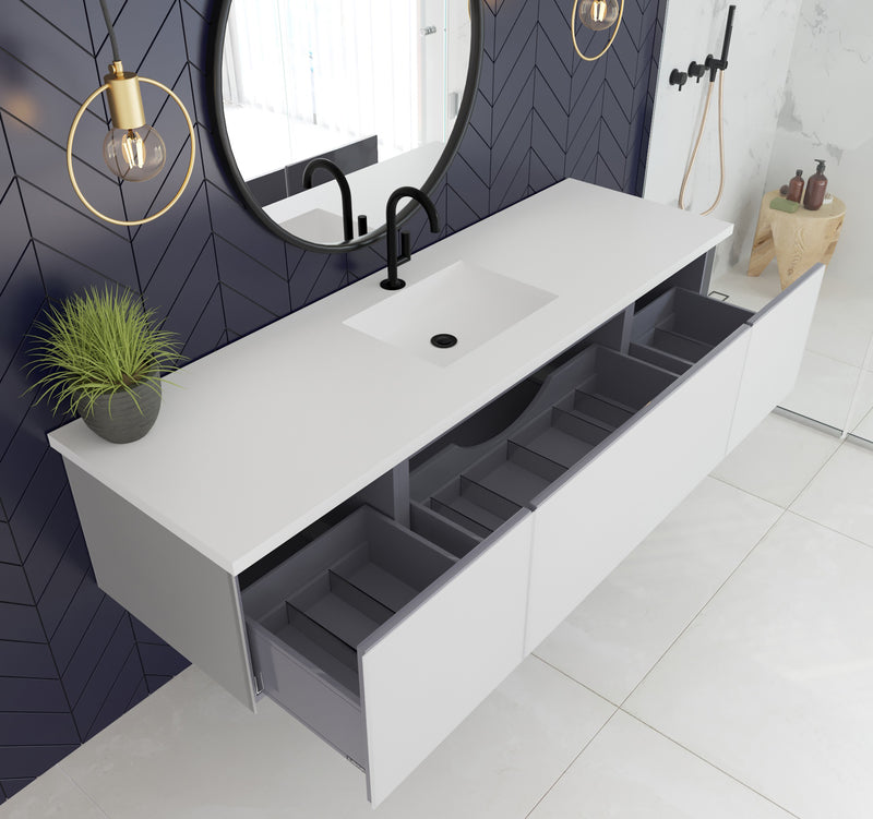 Laviva 313VTR-72CCW-MW Vitri 72" Cloud White Single Sink Bathroom Vanity with VIVA Stone Matte White Solid Surface Countertop - view 4