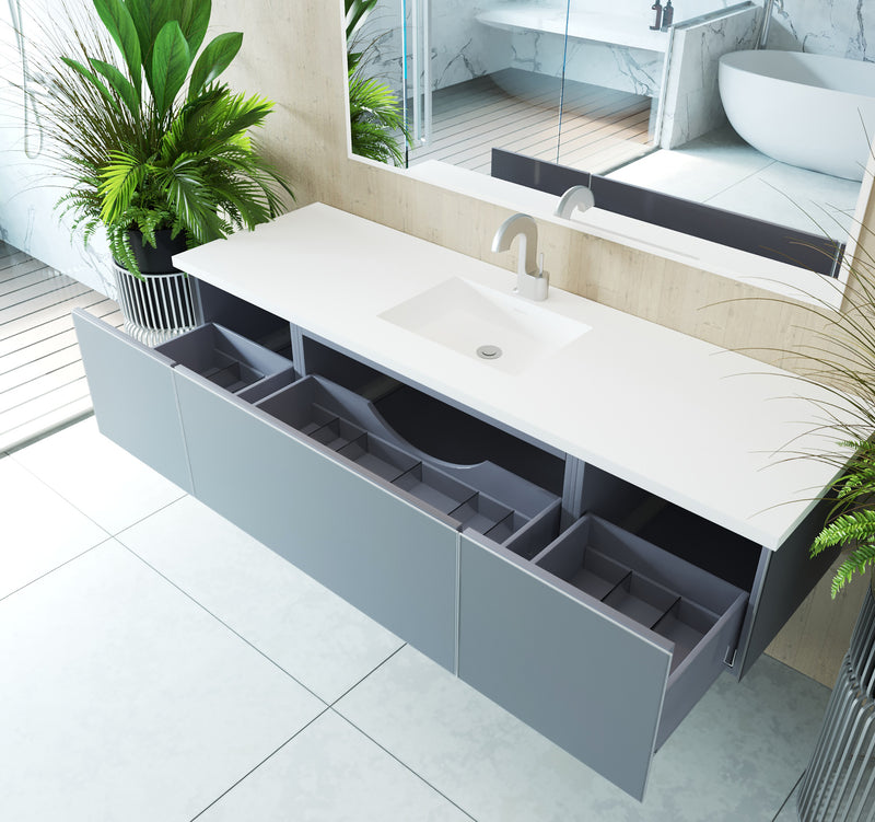 Laviva 313VTR-72CFG Vitri 72" Fossil Grey Single Sink Wall Hung Bathroom Vanity Cabinet