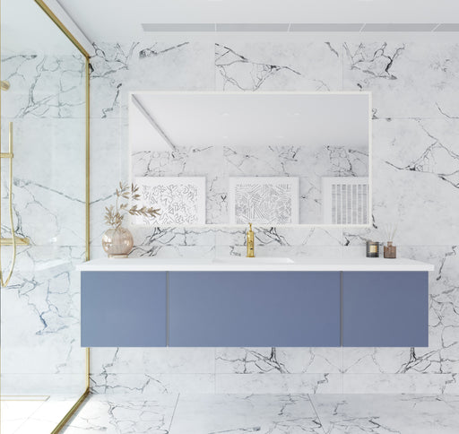 Laviva 313VTR-72CNB-MW Vitri 72" Nautical Blue Single Sink Bathroom Vanity with VIVA Stone Matte White Solid Surface Countertop - view 2