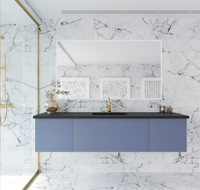 Laviva 313VTR-72CNB Vitri 72" Nautical Blue Single Sink Wall Hung Bathroom Vanity Cabinet