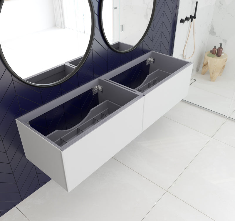 Laviva 313VTR-72DCW Vitri 72" Cloud White Double Sink Wall Hung Bathroom Vanity Cabinet