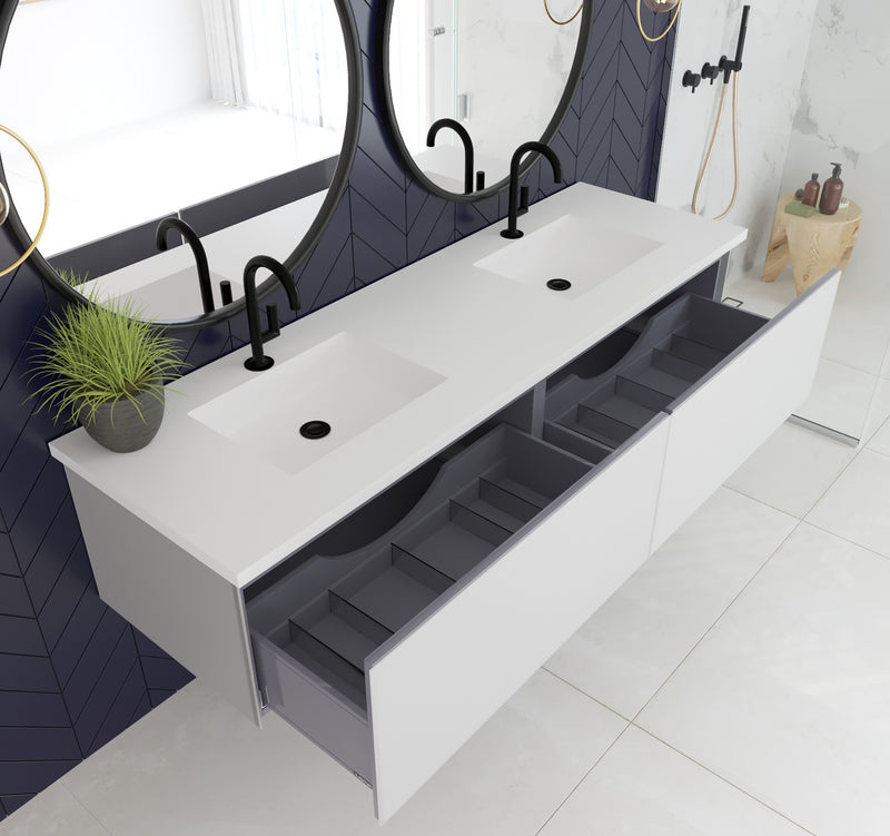 Laviva 313VTR-72DCW Vitri 72" Cloud White Double Sink Wall Hung Bathroom Vanity Cabinet