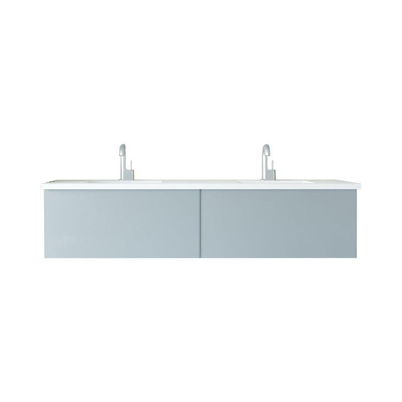 Laviva 313VTR-72DFG-MW Vitri 72" Fossil Grey Double Sink Bathroom Vanity with VIVA Stone Matte White Solid Surface Countertop