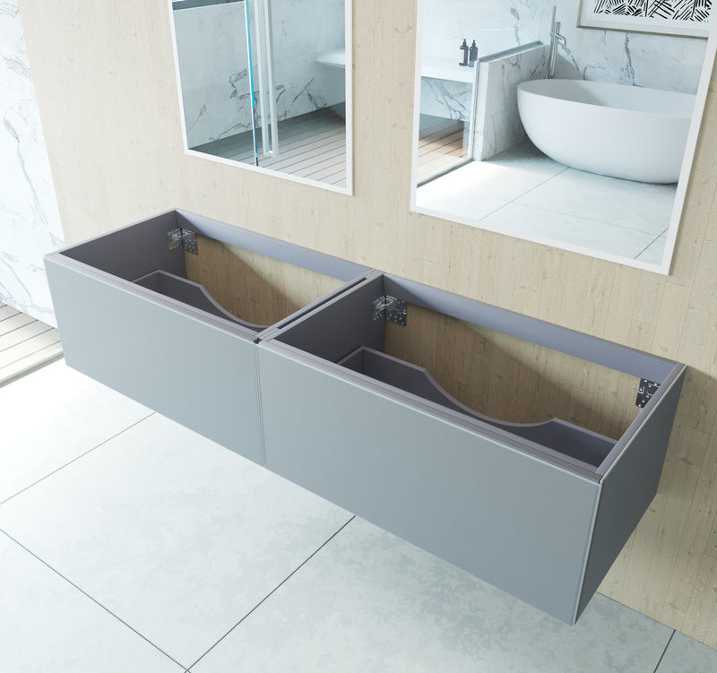 Laviva 313VTR-72DFG Vitri 72" Fossil Grey Double Sink Wall Hung Bathroom Vanity Cabinet