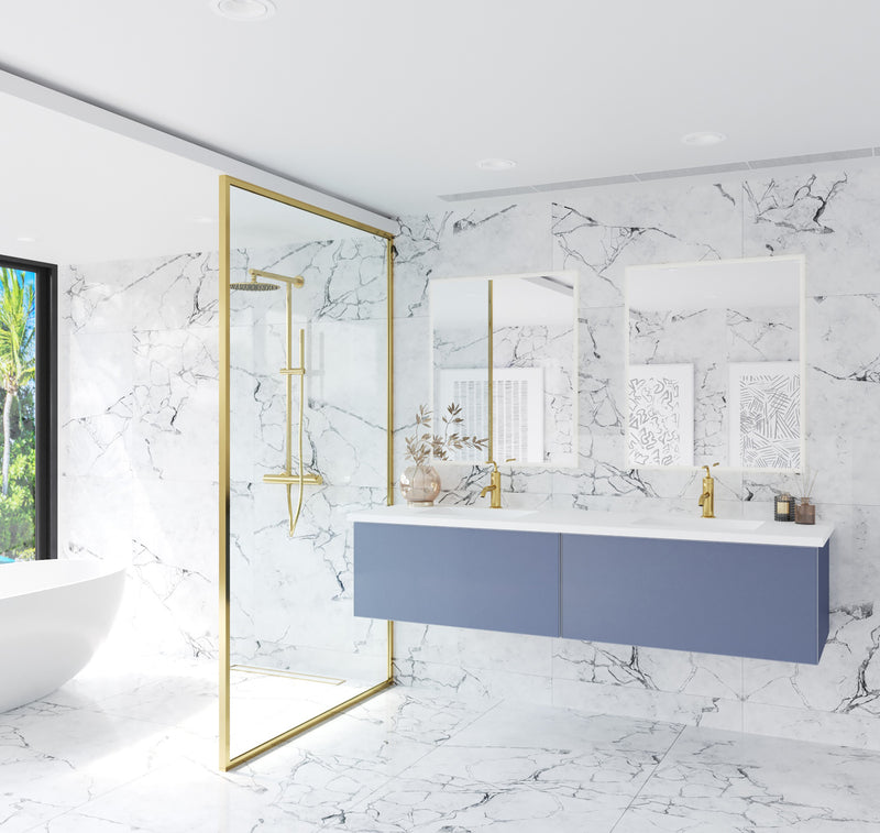 Laviva 313VTR-72DNB-MW Vitri 72" Nautical Blue Double Sink Bathroom Vanity with VIVA Stone Matte White Solid Surface Countertop