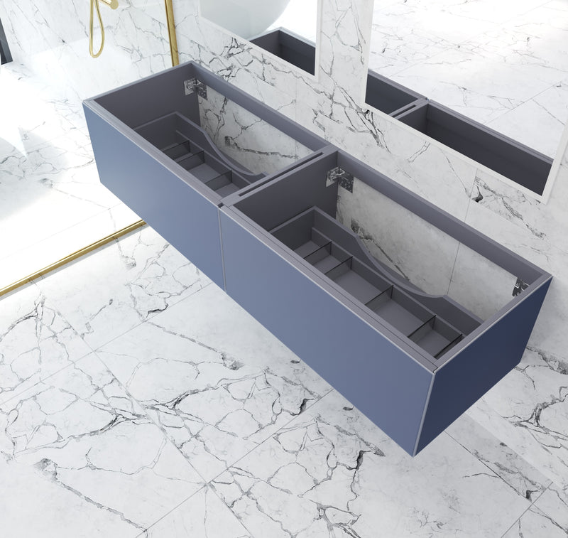 Laviva 313VTR-72DNB Vitri 72" Nautical Blue Double Sink Wall Hung Bathroom Vanity Cabinet