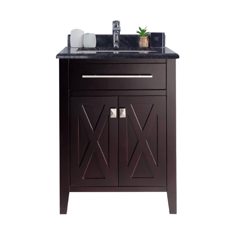 Laviva 313YG319-24B-BW Wimbledon 24" Brown Bathroom Vanity with Black Wood Marble Countertop