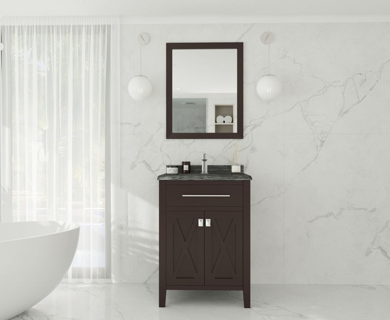Laviva 313YG319-24B-BW Wimbledon 24" Brown Bathroom Vanity with Black Wood Marble Countertop