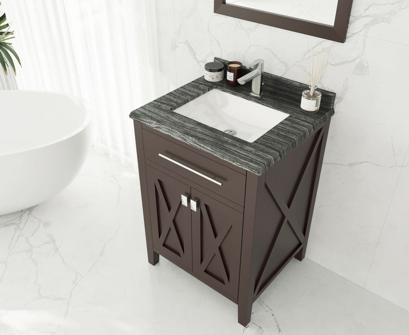 Laviva 313YG319-24B-BW Wimbledon 24" Brown Bathroom Vanity with Black Wood Marble Countertop