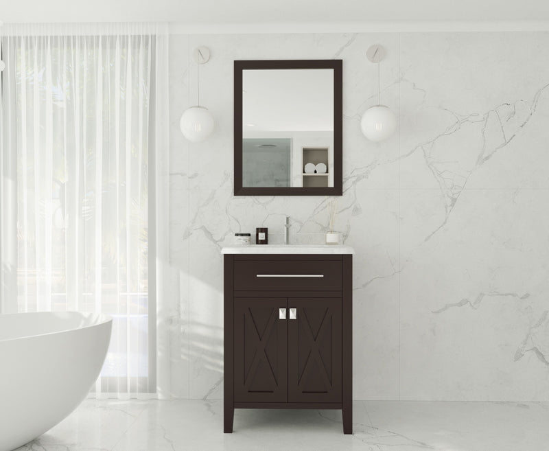 Laviva 313YG319-24B-WC Wimbledon 24" Brown Bathroom Vanity with White Carrara Marble Countertop