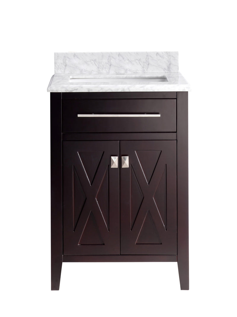 Laviva 313YG319-24B-WC Wimbledon 24" Brown Bathroom Vanity with White Carrara Marble Countertop