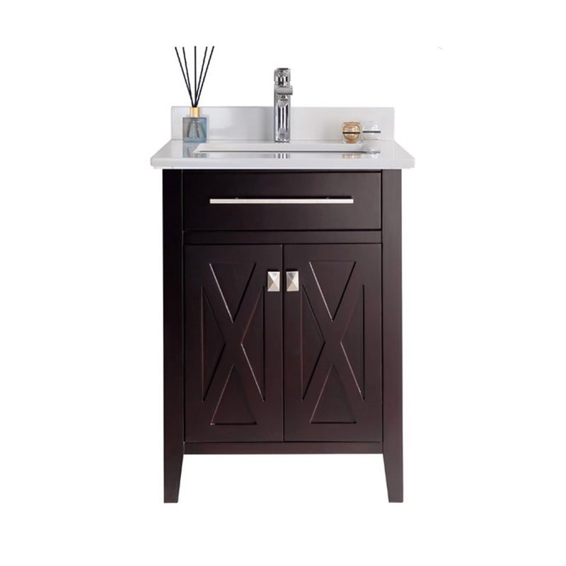 Laviva 313YG319-24B-WQ Wimbledon 24" Brown Bathroom Vanity with White Quartz Countertop