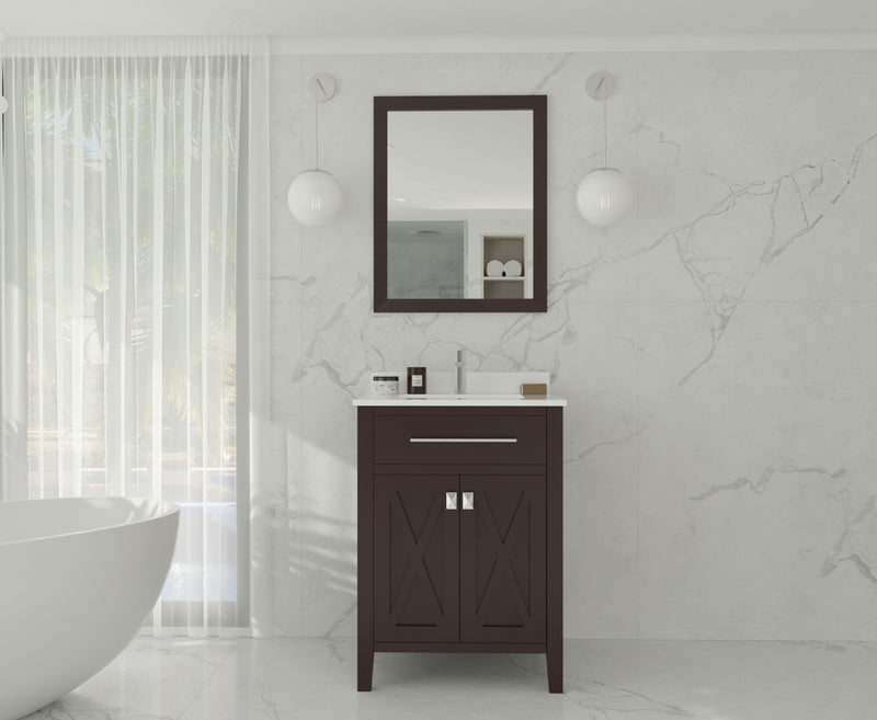 Laviva 313YG319-24B-WQ Wimbledon 24" Brown Bathroom Vanity with White Quartz Countertop
