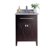 Laviva 313YG319-24B-WS Wimbledon 24" Brown Bathroom Vanity with White Stripes Marble Countertop