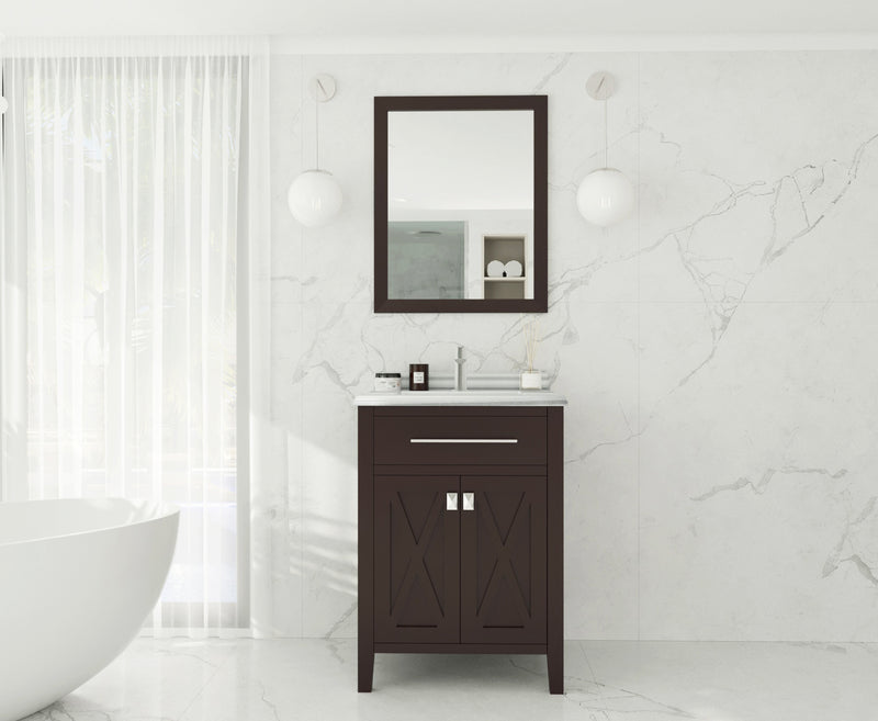 Laviva 313YG319-24B-WS Wimbledon 24" Brown Bathroom Vanity with White Stripes Marble Countertop - view 2