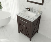 Laviva 313YG319-24B-WS Wimbledon 24" Brown Bathroom Vanity with White Stripes Marble Countertop - view 3