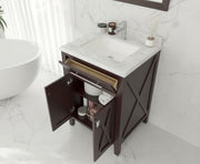 Laviva 313YG319-24B-WS Wimbledon 24" Brown Bathroom Vanity with White Stripes Marble Countertop - view 4