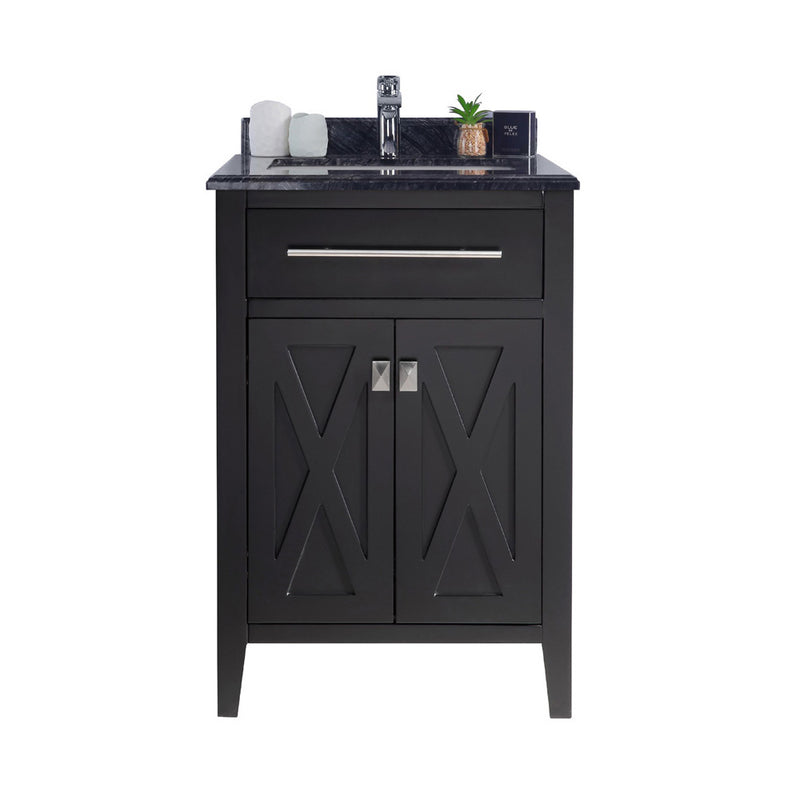 Laviva 313YG319-24E-BW Wimbledon 24" Espresso Bathroom Vanity with Black Wood Marble Countertop