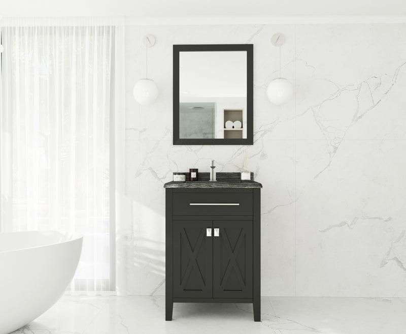 Laviva 313YG319-24E-BW Wimbledon 24" Espresso Bathroom Vanity with Black Wood Marble Countertop