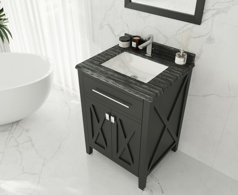Laviva 313YG319-24E-BW Wimbledon 24" Espresso Bathroom Vanity with Black Wood Marble Countertop