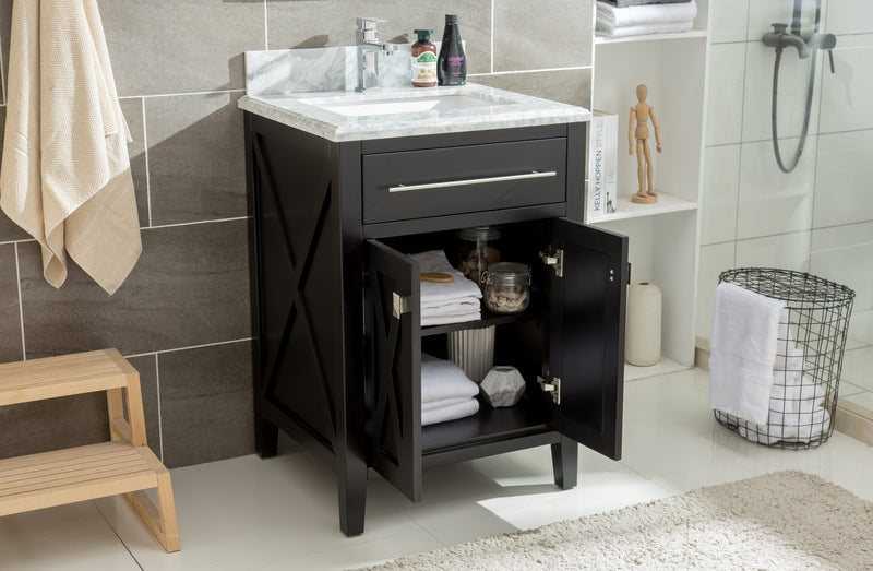 Laviva 313YG319-24E-BW Wimbledon 24" Espresso Bathroom Vanity with Black Wood Marble Countertop