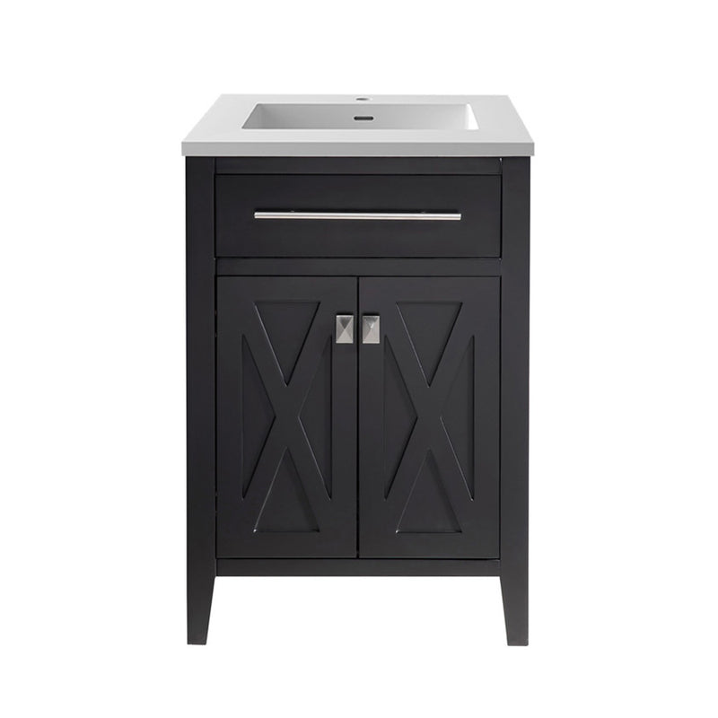 Laviva 313YG319-24E-MW Wimbledon 24" Espresso Bathroom Vanity with Matte White VIVA Stone Solid Surface Countertop
