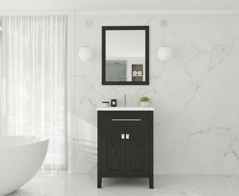 Laviva 313YG319-24E-MW Wimbledon 24" Espresso Bathroom Vanity with Matte White VIVA Stone Solid Surface Countertop